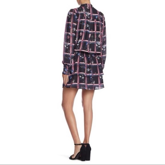 Parker Tie Neck Long Sleeve Blouson Dress - Picture 2 of 5